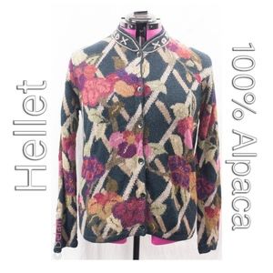 Art to Wear 100% Alpaca Floral & Lattice Cardigan